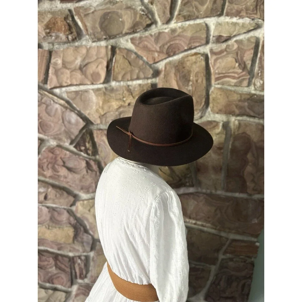 Brixton Messer Fedora Hat Black Brown Large 100% Wool Felt Lightweight etc S